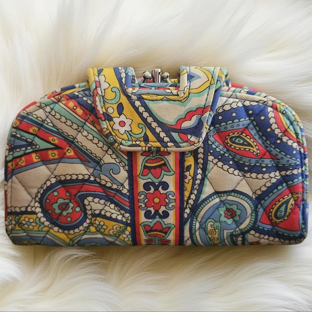 Vera Bradley Kiss Lock Wallet Multi-color Paisley